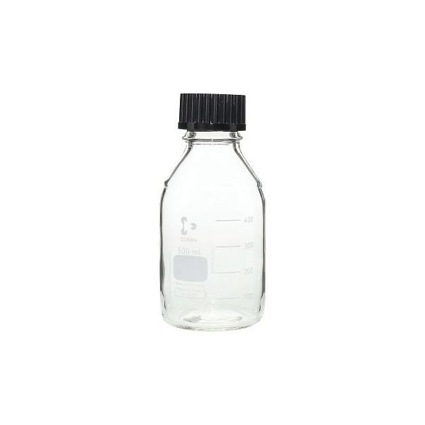 アズワン ねじ口瓶丸型(デュラン(R)) 黒キャップ付 500mL 2-075-03 1本（直送品）