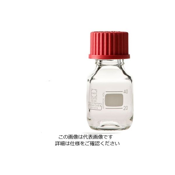 アズワン ねじ口瓶丸型白（デュラン（R）） 赤キャップ付 50mL 1個 2