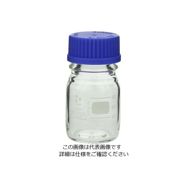 アズワン ねじ口瓶丸型白(デュラン(R)) 青キャップ付 100mL 2-077-02 1本(1個)（直送品）