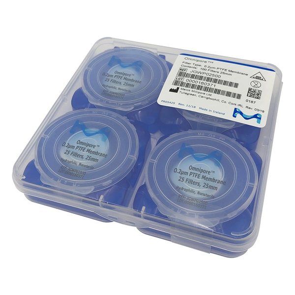 メルク オムニポアTM メンブレン(水系、溶媒系両用) 0.2μm×φ25mm 100枚入 JGWP02500 1箱(100枚)（直送品）