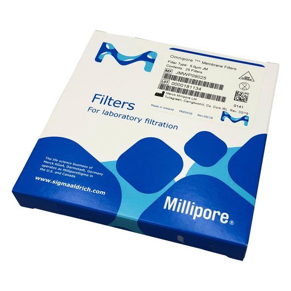 メルク オムニポアTM メンブレン(水系、溶媒系両用) 5μm×φ90mm 25枚入 JMWP09025 1箱(25枚) 2-3052-16（直送品）