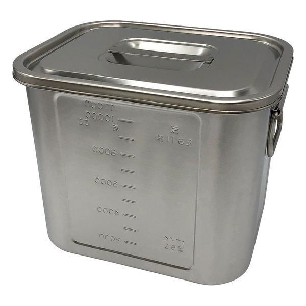 本間冬治工業 角型目盛付ポット (取手付き) 11.6L 26 1個 4-1006-09（直送品）