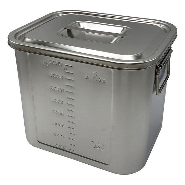 本間冬治工業 角型目盛付ポット (取手付き) 17.8L 30 1個 4-1006-11（直送品）