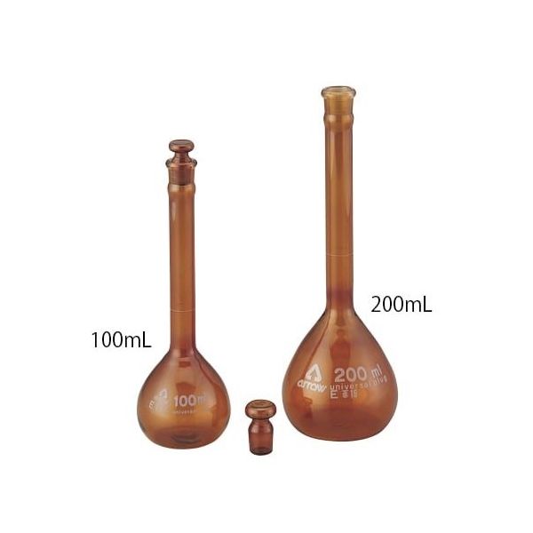 アズワン 透明摺りメスフラスコ(硬質ガラス製) 茶 25mL 6-244-04 1個（直送品）