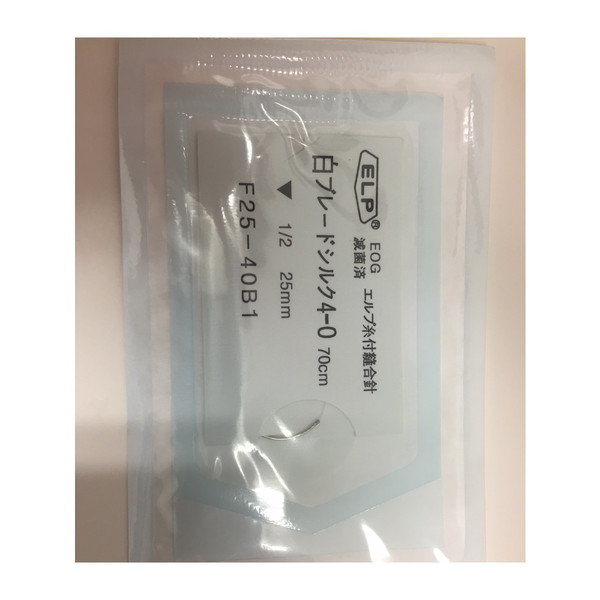 エルプ糸付縫合針 ブレードシルク（外科用強弯角針/25mm/2-0/白