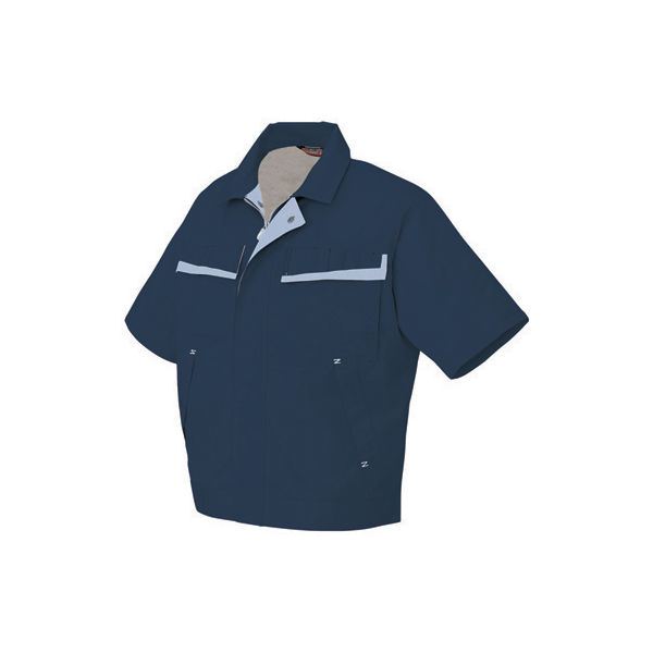 アイトス　半袖ブルゾン（配色）　ディープネイビー×シルバーグレー　AZ5571-008-L　1着（直送品）