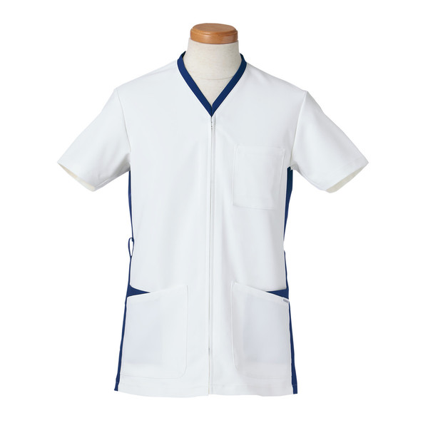 ヤギコーポレーション リゼルヴァ 医療白衣 半袖スクラブジャケット メンズ R8495 ネイビー L 1枚（取寄品）