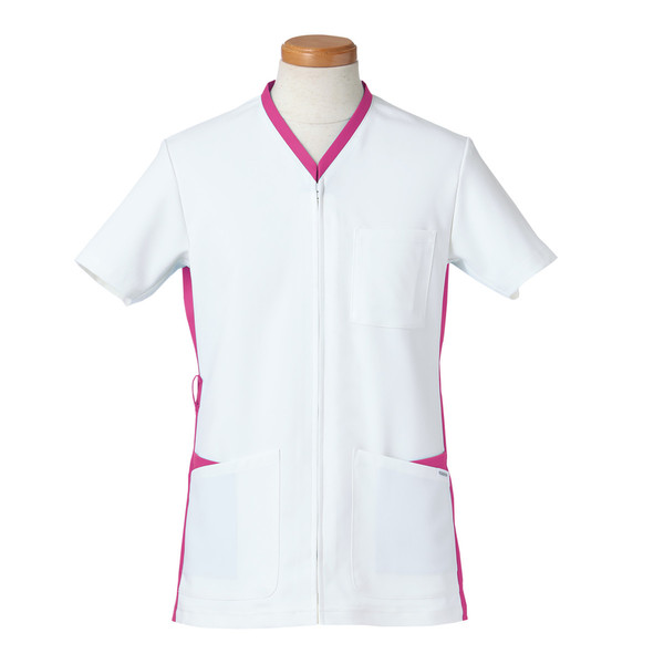 ヤギコーポレーション リゼルヴァ 医療白衣 半袖スクラブジャケット メンズ R8495 マゼンダ LL 1枚（取寄品）