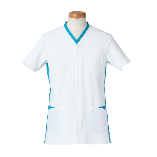 ヤギコーポレーション リゼルヴァ 医療白衣 半袖スクラブジャケット メンズ R8495 ターコイズ LL 1枚（取寄品）