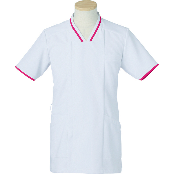 ヤギコーポレーション リゼルヴァ 医療白衣 半袖スクラブジャケット メンズ R8692 マゼンダ L 1枚（取寄品）