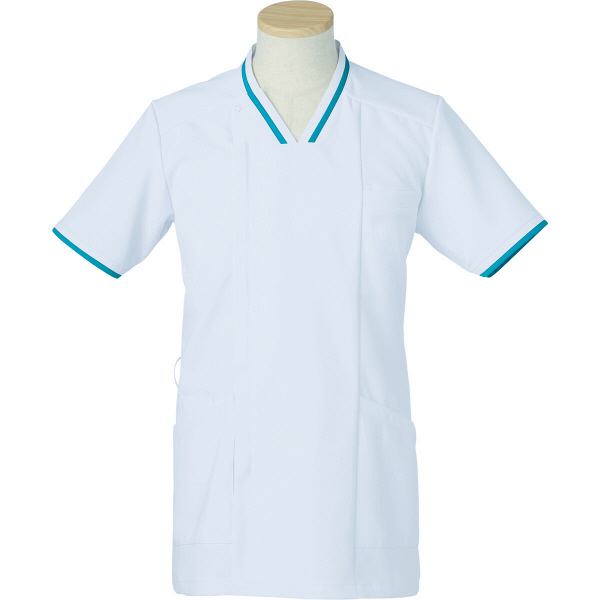 ヤギコーポレーション リゼルヴァ 医療白衣 半袖スクラブジャケット メンズ R8692 ターコイズ 4L 1枚（取寄品）