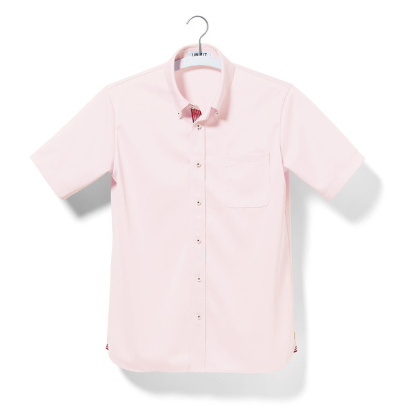 ヤギコーポレーション ユニフィット 介護ユニフォーム 半袖ニットシャツ メンズ UF8485 ピンク L 1枚（取寄品）