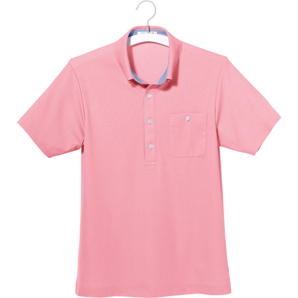 ヤギコーポレーション ユニフィット 介護ユニフォーム 半袖ポロシャツ メンズ UF8681 ピンク L 1枚（取寄品）