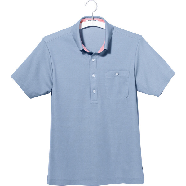 ヤギコーポレーション ユニフィット 介護ユニフォーム 半袖ポロシャツ メンズ UF8681 ライトネイビー L 1枚（取寄品）