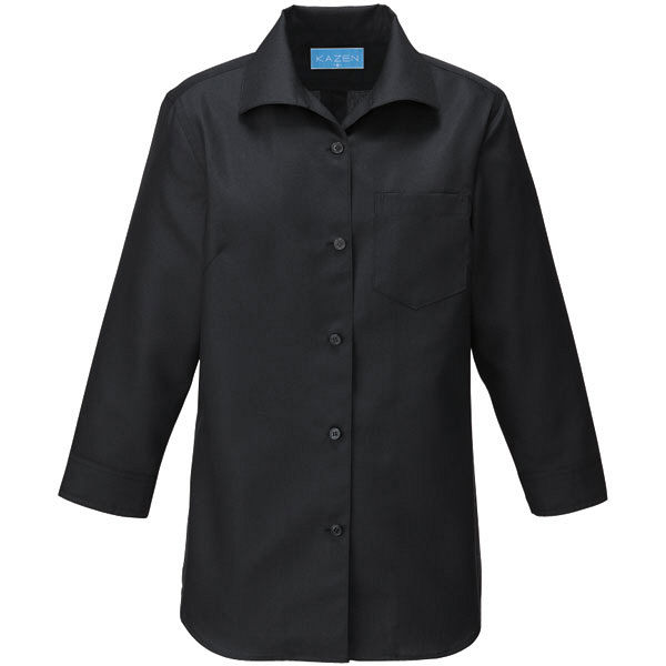 KAZEN（カゼン） レディスシャツ七分袖 ブラック M 627-05 1着（直送品）