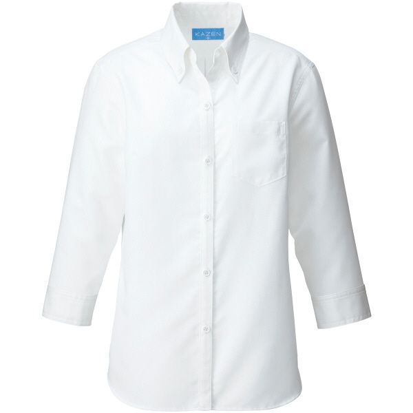 KAZEN（カゼン） レディスシャツ七分袖 ホワイト M 611-10 1着（直送品）