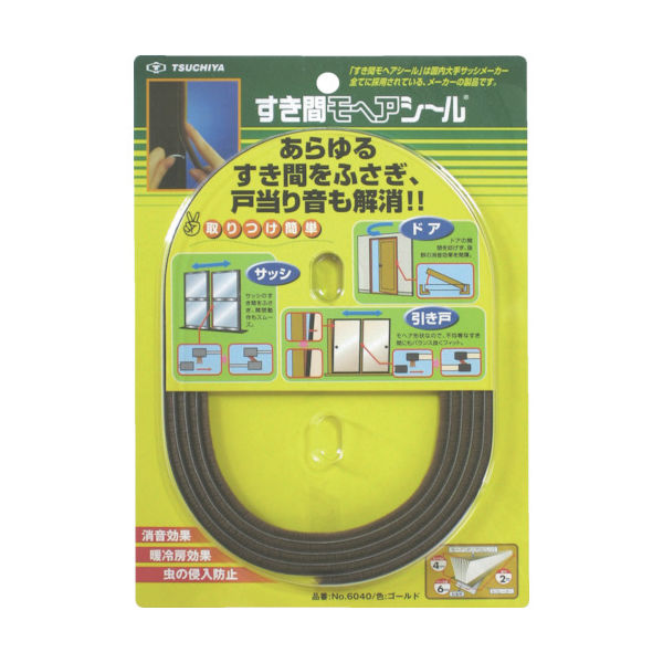 槌屋ティスコ 槌屋 すき間モヘヤシール ゴールド 6mm×4mm×2m NO6040-BR GO-B 1巻(1個) 356-4096（直送品）