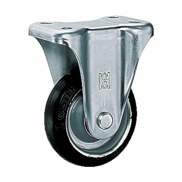 オーエッチ工業 OH プレスキャスターKタイプ中荷重用 固定(ベアリング入り)ゴム車 車輪径100mm OHK-100 1個（直送品）