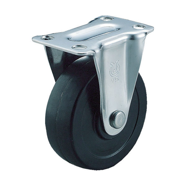 ユーエイ プレート式 固定 キャスター ゴム 車輪径100mm Sタイプ SR型 取付寸法82×40 SR-100RH 1個（直送品）