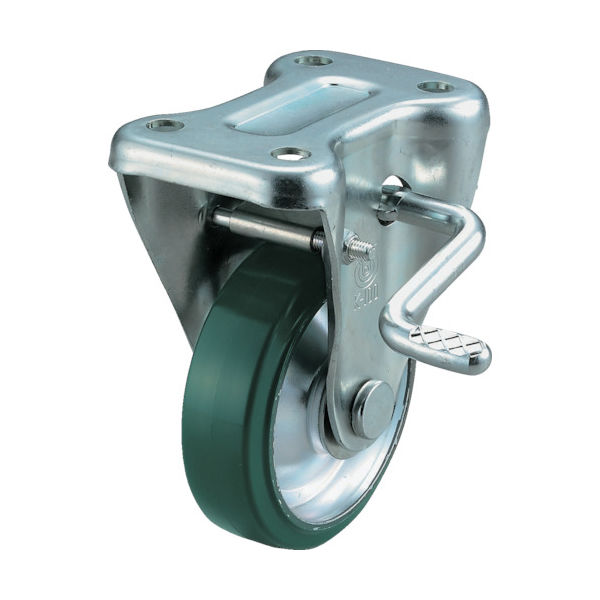 プレート式 固定 キャスター ウレタン 車輪径150mm ストッパー付き Jタイプ KB(R)型 取付寸法100×56 UWKB-150R（直送品）