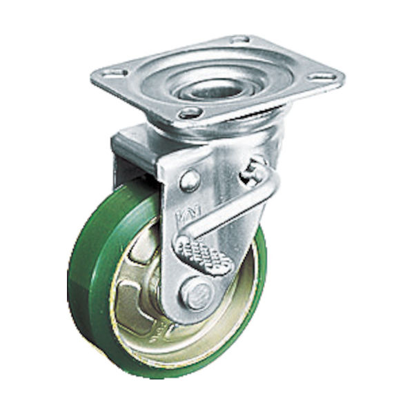 プレート式キャスター（プレス製ウレタン車） 自在ストッパー付（右側）