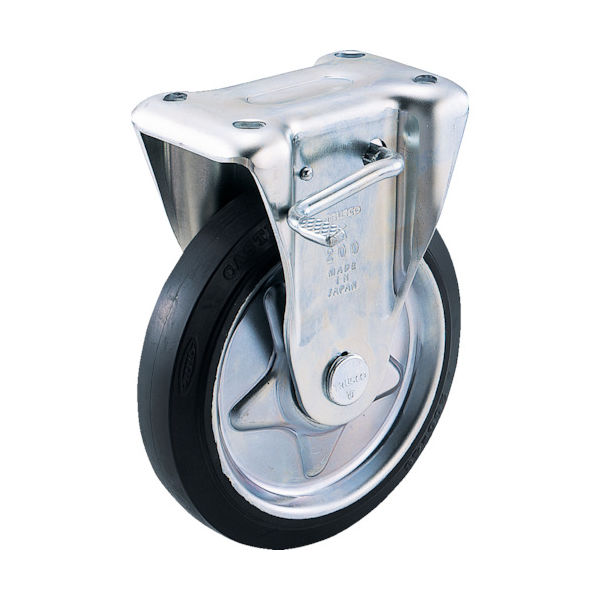 東洋スチール TRUSCO プレス製ゴムキャスター 固定ストッパー付 Φ200 TKB-200 1個 171-2802（直送品）