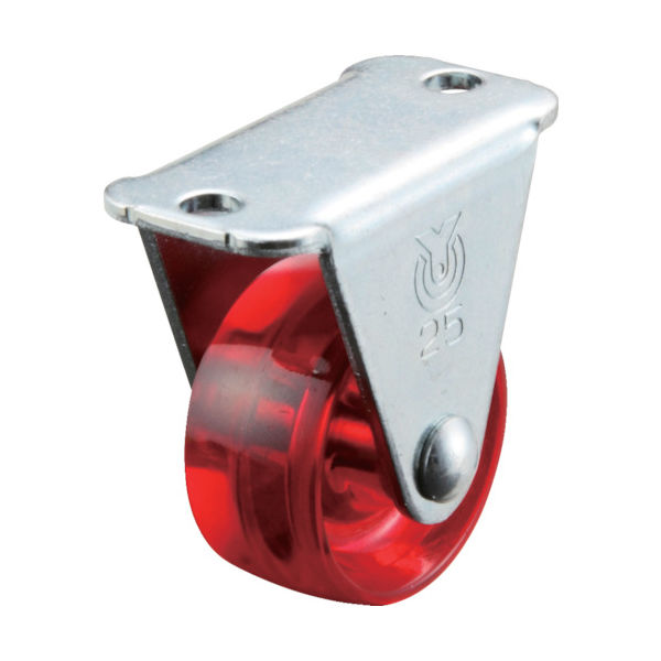 ユーエイ プレート式 固定 キャスター 赤ポリカーボネート 車輪径25mm Gタイプ GR型 取付寸法29×0 GR-25PC-R 1個（直送品）