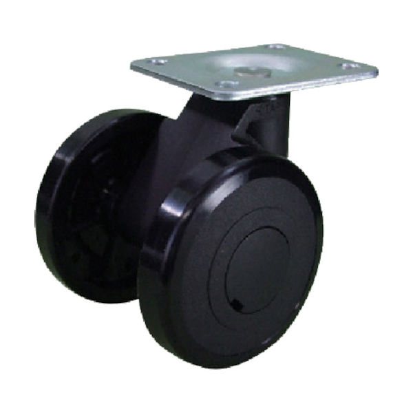 パーツ精工 パーツ キャスパッド プレート式双輪キャスターナイロン車 荷重117.6 黒 CNPF75B 1個(1台) 320-0680（直送品）