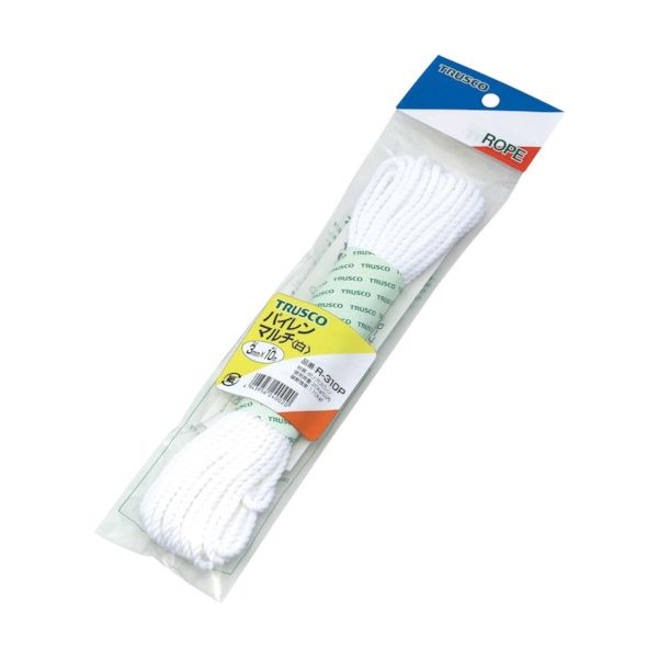トラスコ中山 TRUSCO パイレンカラーロープ 3つ打 線径3mmX長さ10m 白 R-310P W 1巻 511-3083（直送品）