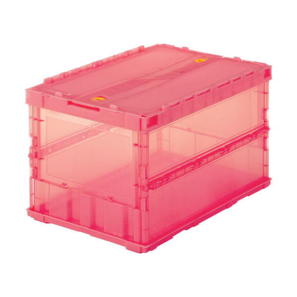 トラスコ中山 TRUSCO オリコン 薄型折りたたみコンテナ スケルコン 50L ロックフタ付 透明レッド 赤 TSK-C50B R 1個（直送品）