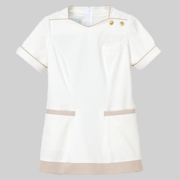 ナガイレーベン Beads Berryチュニック 医療白衣 半袖 オフホワイト S LH-6282（取寄品）