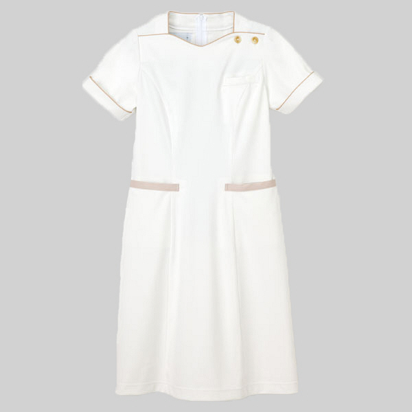ナガイレーベン Beads Berryワンピース 医療白衣 半袖 オフホワイト S LH-6287（取寄品）