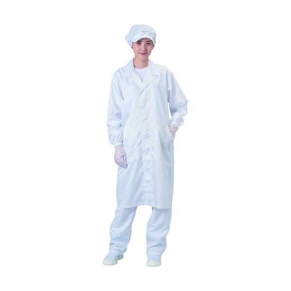 ブラストン コート(テーラーカラー・ボタン)ー白ーL BSC-61001-W-L 1着 303-4909（直送品）