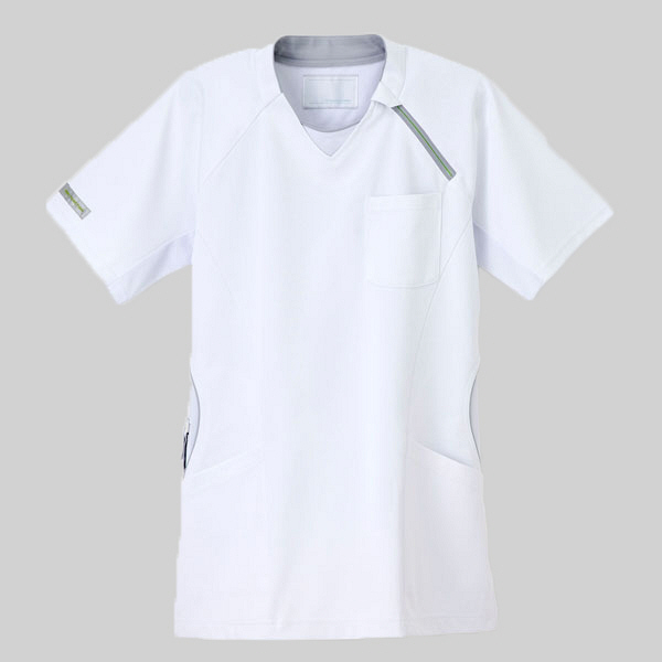 ナガイレーベン PRO-FUNCTION 男女兼用上衣 介護ユニフォーム ホワイト S HOS-5222（取寄品）