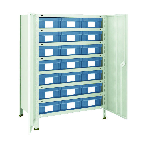 TRUSCO スチールラック 軽量棚扉付 875X300X1200樹脂引出透明大X21 ネオグレー 43V-T808D7 NG 1台(1個)（直送品）