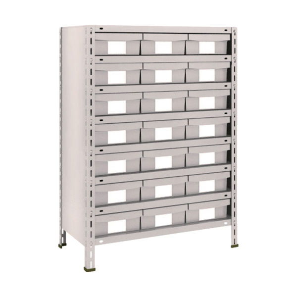 TRUSCO スチールラック 軽量棚 875X450X1200 樹脂引出NG 大X21 ネオグレー 43X-808F7 NG 1台(1個)（直送品）