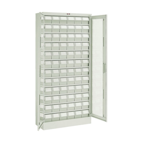 TRUSCO コンテナラックケース バンラックケース L型 両開き扉 NG引出小X72個 ネオグレー T611L-N72S NG 1台（直送品）