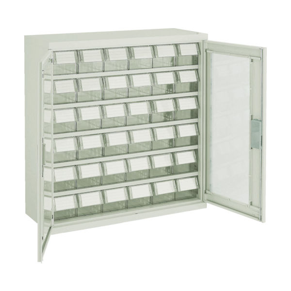 TRUSCO コンテナラックケース バンラックケース L型 両開き扉 透明引出小X36個 透明 T305L-N36S TM 1台（直送品）