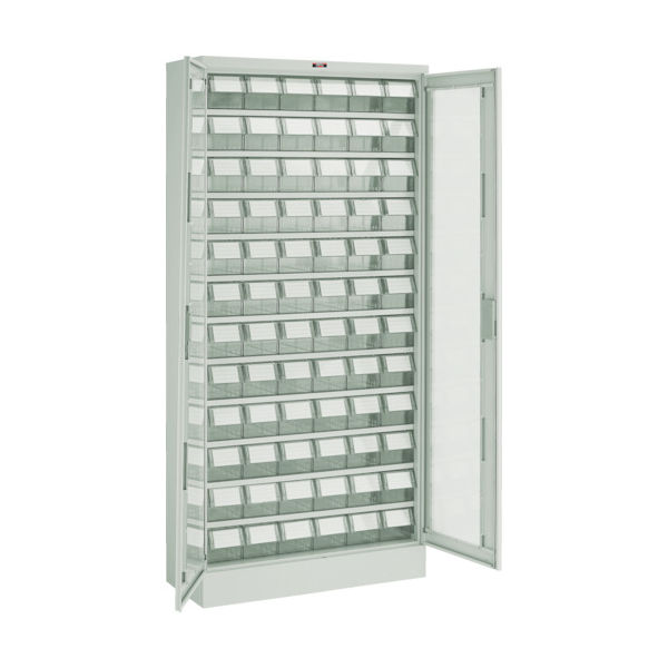 TRUSCO コンテナラックケース バンラックケース M型 両開き扉 透明引出小X72個 透明 T611M-N72S TM 1台（直送品）