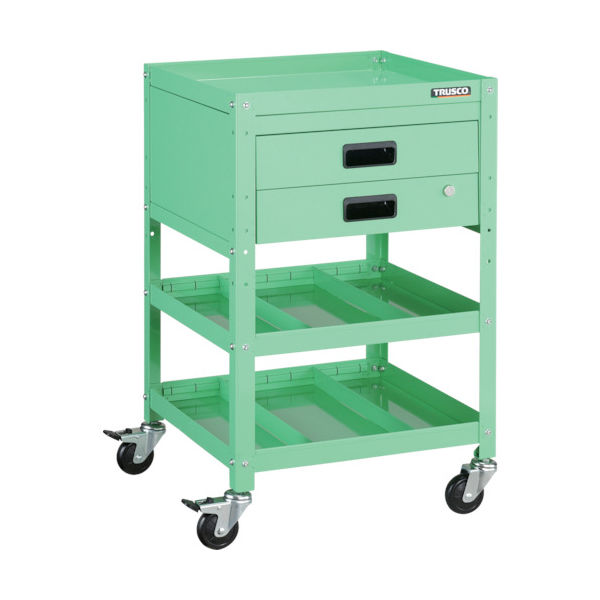 TRUSCO ツールワゴン ラビットワゴン 500X500 引出2段 仕切2段付 ヤンググリーン RBW-853S2X YG 1台（直送品）