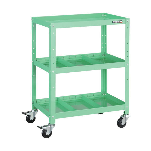トラスコ中山 TRUSCO ツールワゴン ラビットワゴン 600X400 仕切2段付 ヤンググリーン RBW-863S2 YG 1台 366-3485（直送品）