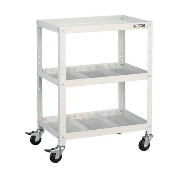トラスコ中山 TRUSCO ツールワゴン ラビットワゴン 600X400 仕切2段付 ホワイト RBW-863S2 W 1台 366-3515（直送品）