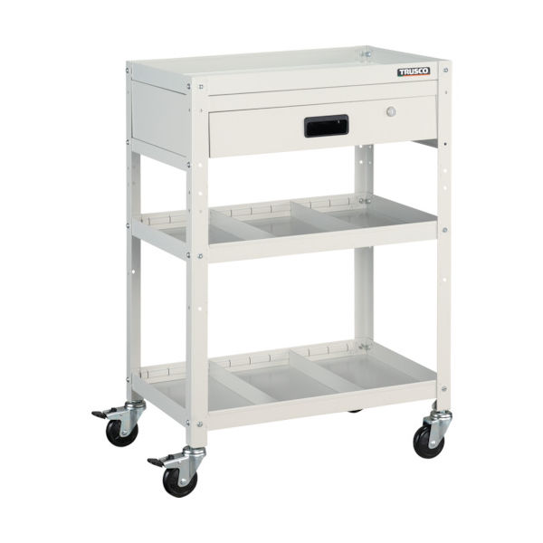 トラスコ中山 TRUSCO ツールワゴン ラビットワゴン 600X400 引出1段 仕切2段付 ホワイト RBW-963S2V W 1台（直送品）
