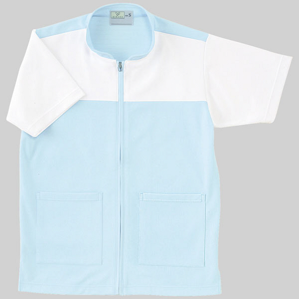 トンボ 介護ユニフォーム キラク 男女兼用ケアワークシャツ CR100 サックス 4L 1枚（取寄品）