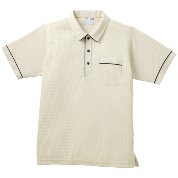 トンボ 介護ユニフォーム キラク 男女兼用ニットシャツ CR123 チェックベージュ 4L 1枚（取寄品）