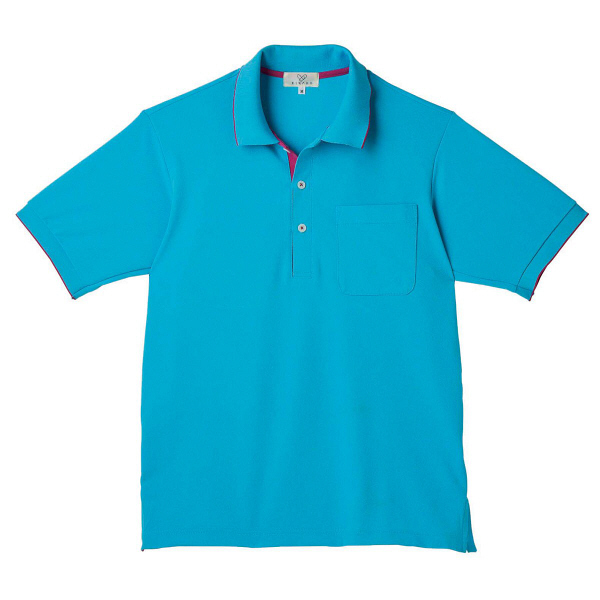 トンボ 介護ユニフォーム キラク 男女兼用ポロシャツ CR172 ブルー×ラベンダーピンク 4L 1枚（取寄品）