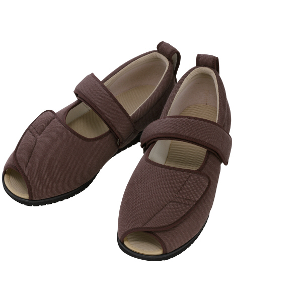 あゆみ 介護靴 1015オープンマジックII ブラウンM（22.0-22.5cm）両足 施設・院内用（取寄品）
