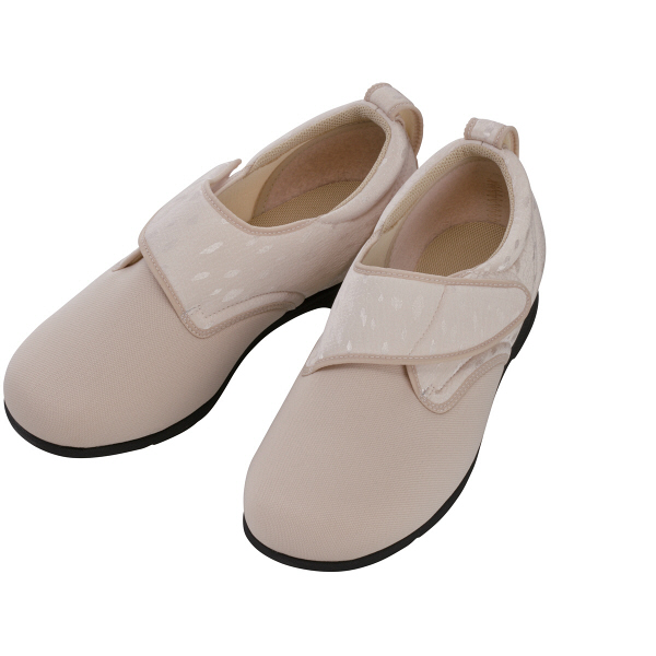 あゆみ 介護靴 1102ウィングストレッチ ベージュS（21.0-21.5cm）両足 施設・院内用（取寄品）