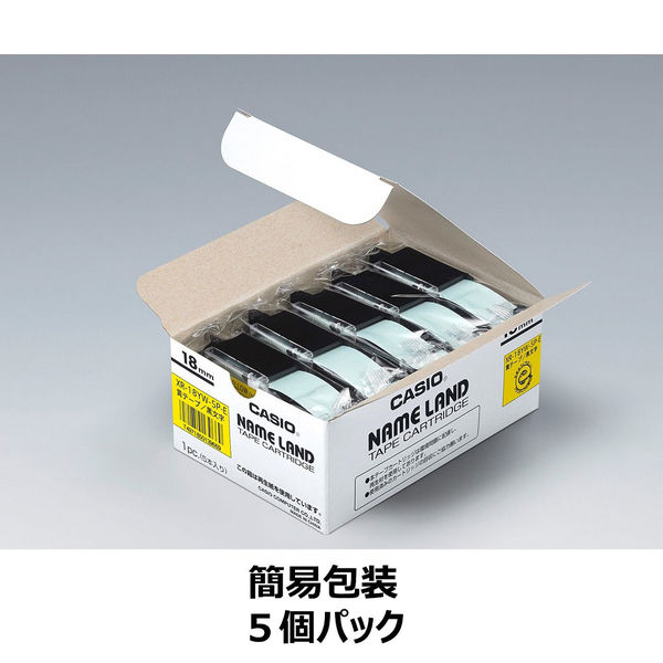 カシオ CASIO ネームランド テープ スタンダード 幅18mm 黄ラベル