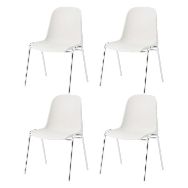 会議用チェアEL（背座:樹脂 スタッキング可能） ホワイトグレー 1箱（4脚入）イタリア製 ミーティングチェア 会議椅子 幅520mm（取寄品）